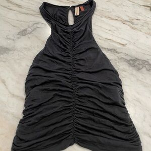 Black Ruched Sleeveless Dress